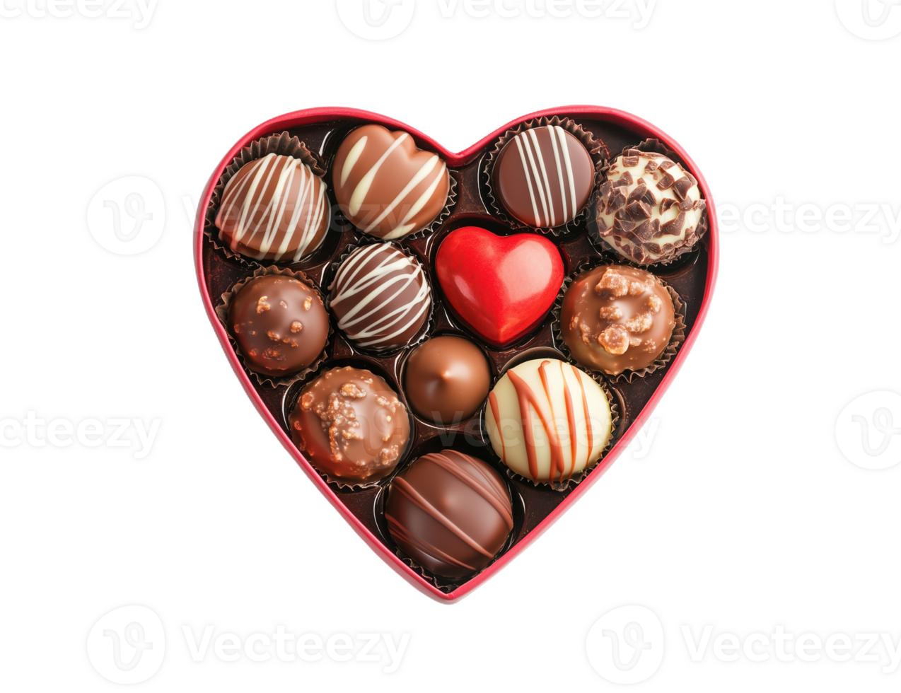 Heart-shaped box filled with assorted chocolates perfect for gifting on special occasions png
