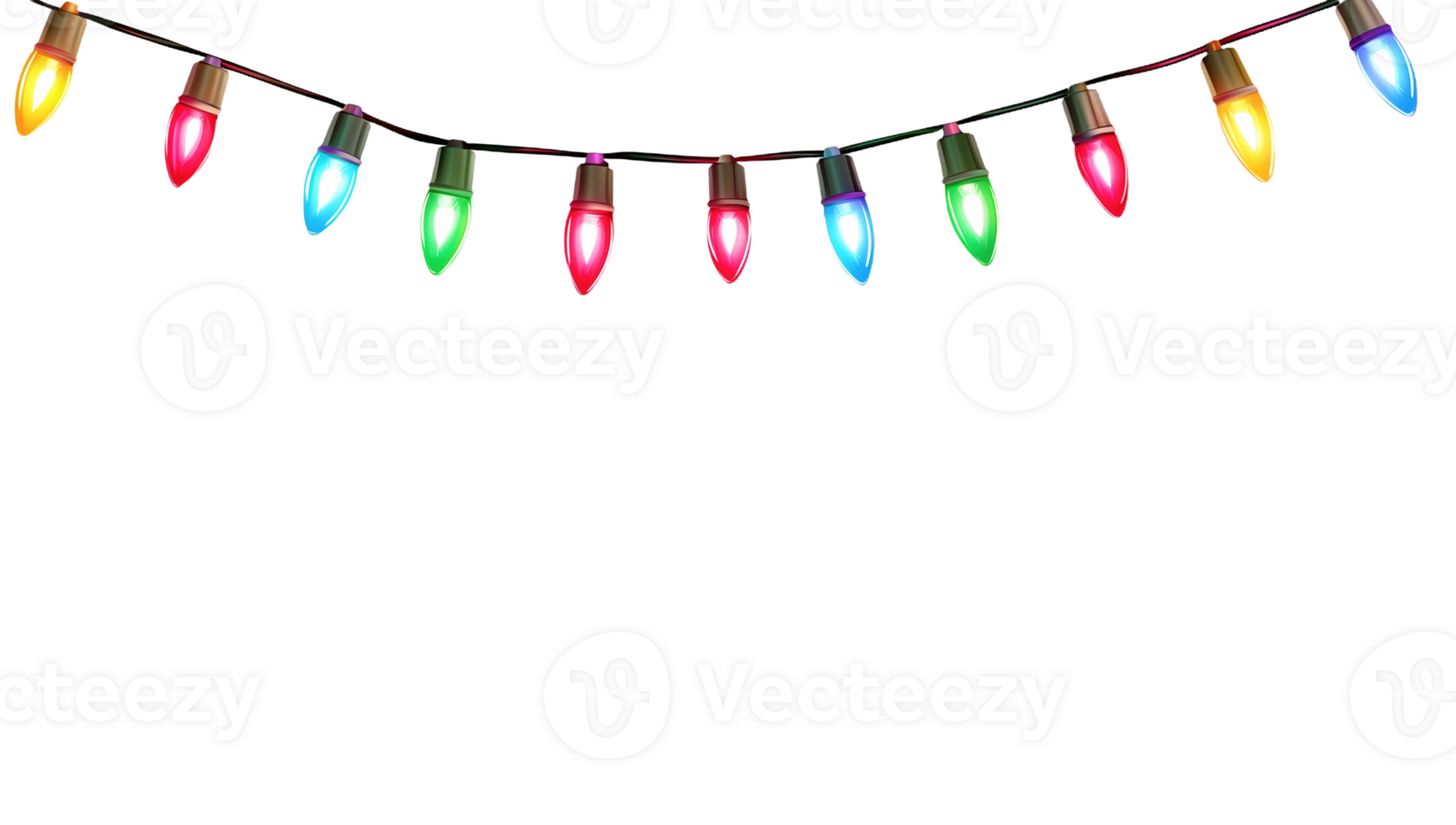 Colorful holiday lights border on a for festive decoration png