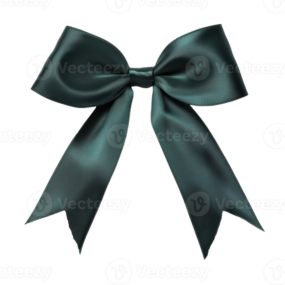 Dark green ribbon bow on a pristine for gift decoration png