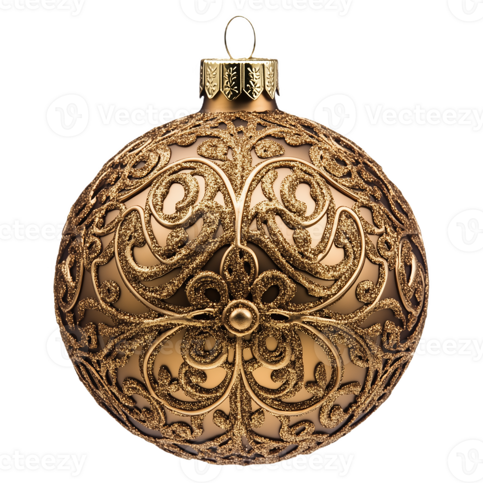 Intricate golden Christmas ornament adding elegance to festive holiday decorations png