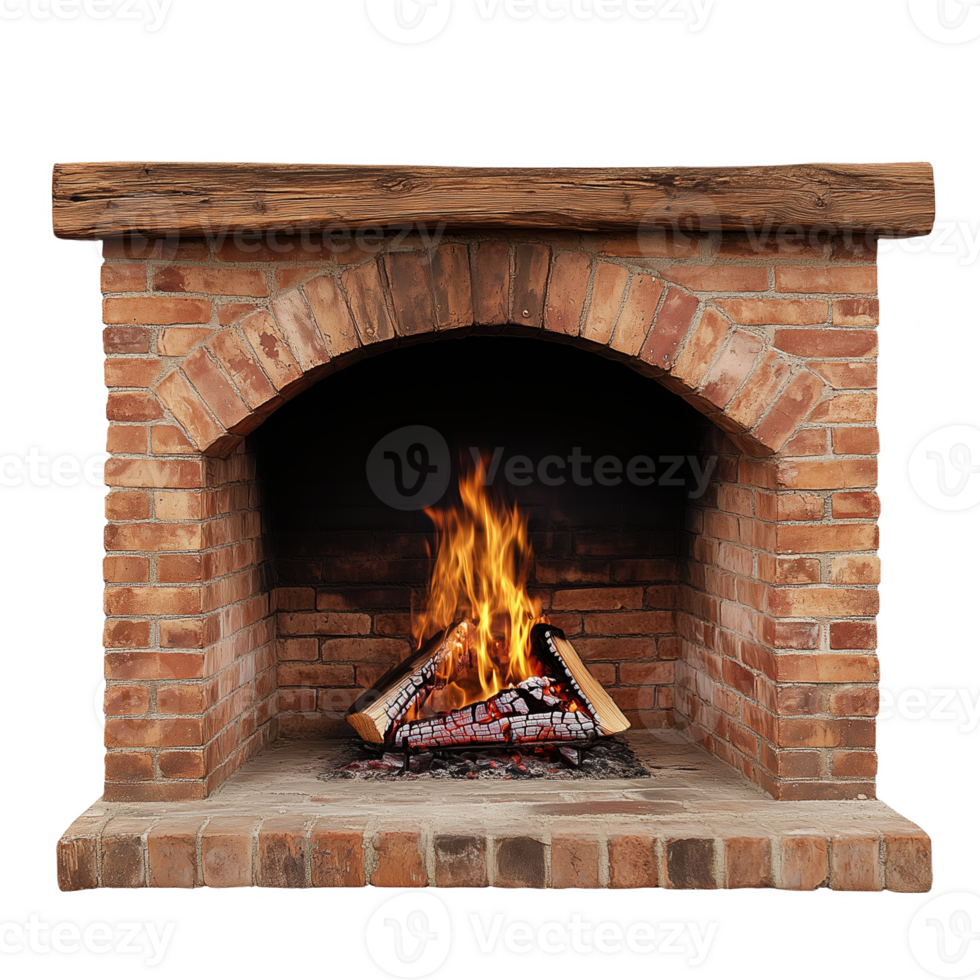 Cozy fireplace with a roaring fire, perfect for warm gatherings during winter nights png