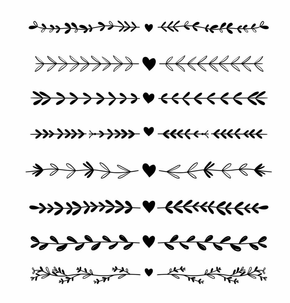 Floral divider freehand drawing illustration. vector
