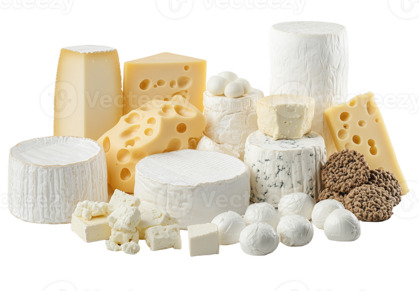 A delightful assortment of artisanal cheeses png