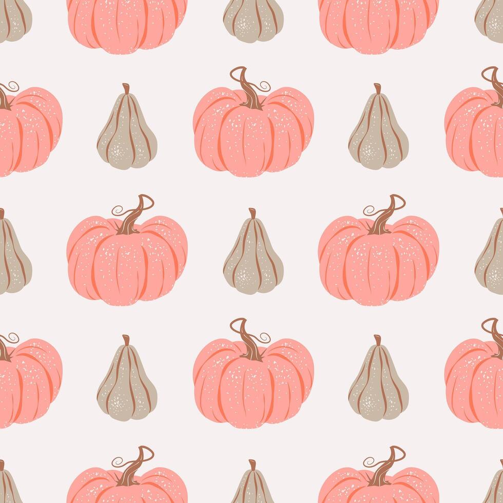 Seamless pattern of pink pumpkins in vintage retro style vector
