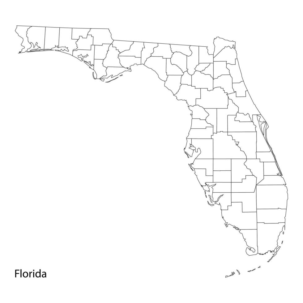 Florida Outline Map High-Quality for Prints, and Digital Use vector