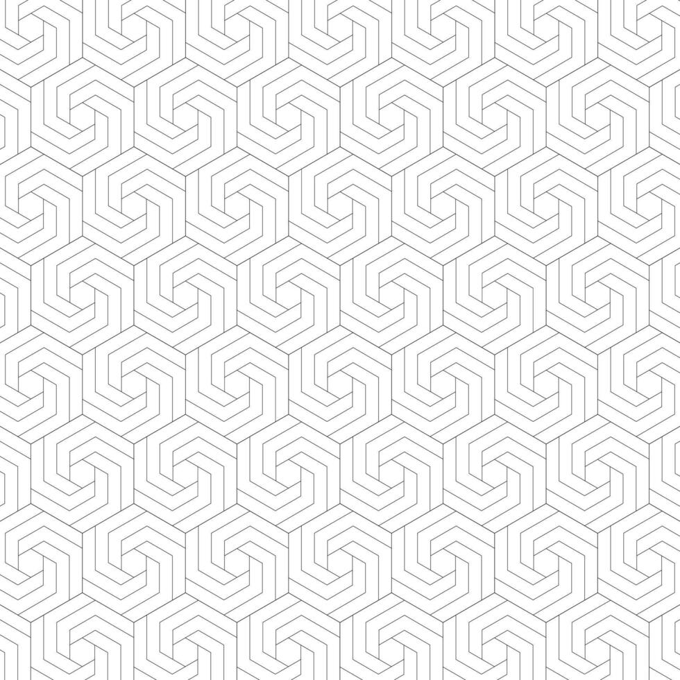 Black and white hexagon and lines geometric pattern background vector