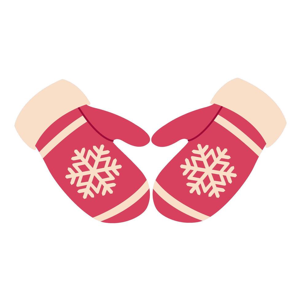 Red mittens Hand drawn flat style isolated. illustration vector