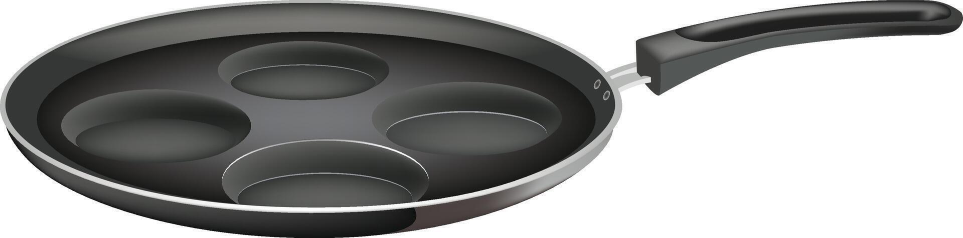 An illustration of a frying pan with four eggs in it vector
