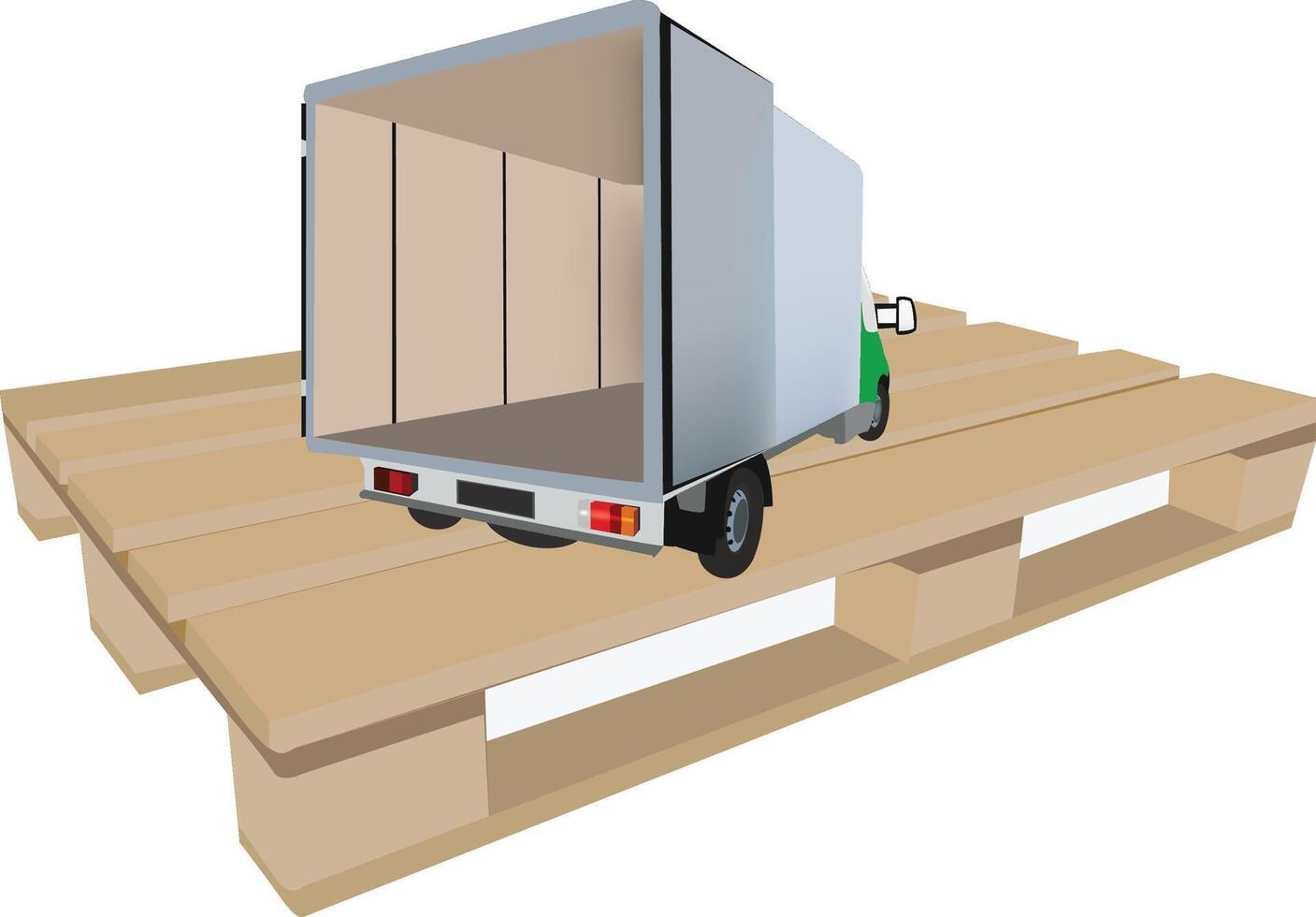 A truck is driving on a wooden pallet vector