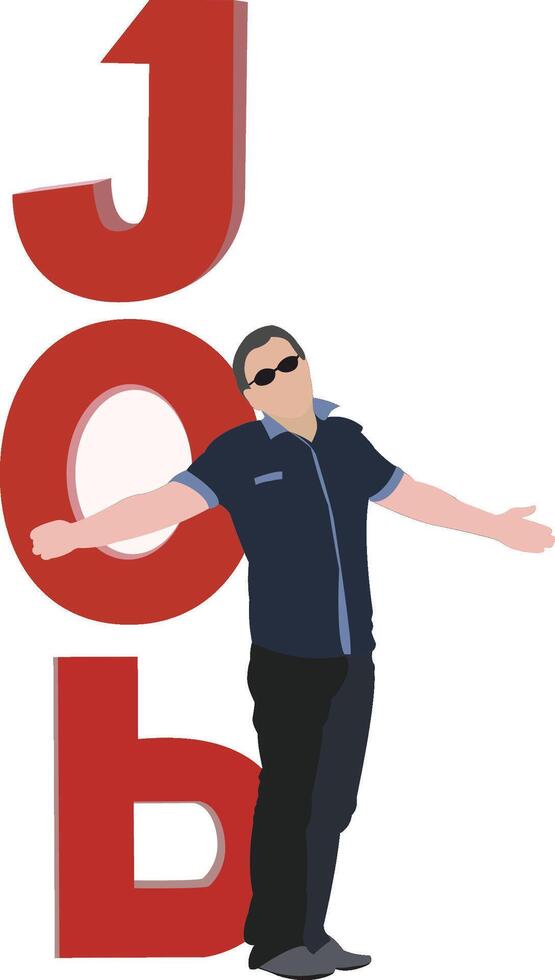 A man standing next to a job sign vector