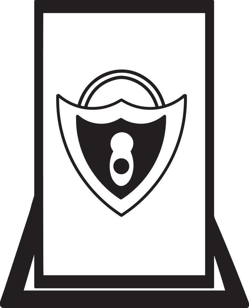 Mobile phone padlock icon with laptop flat style vector