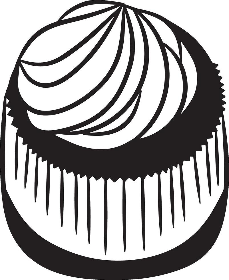 Cup cake with round chocolate topping and cream Illustration Element Icon isolated vector