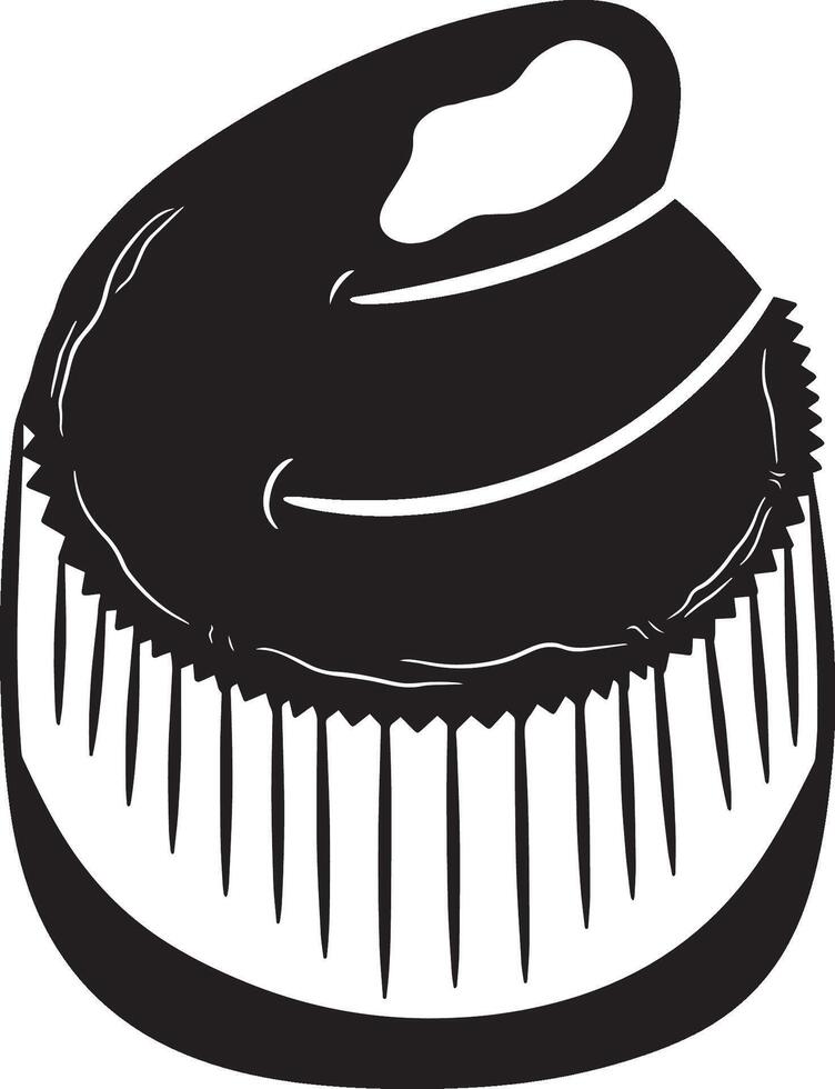 Cup cake with cherry and cream topping Illustration Element Icon isolated vector