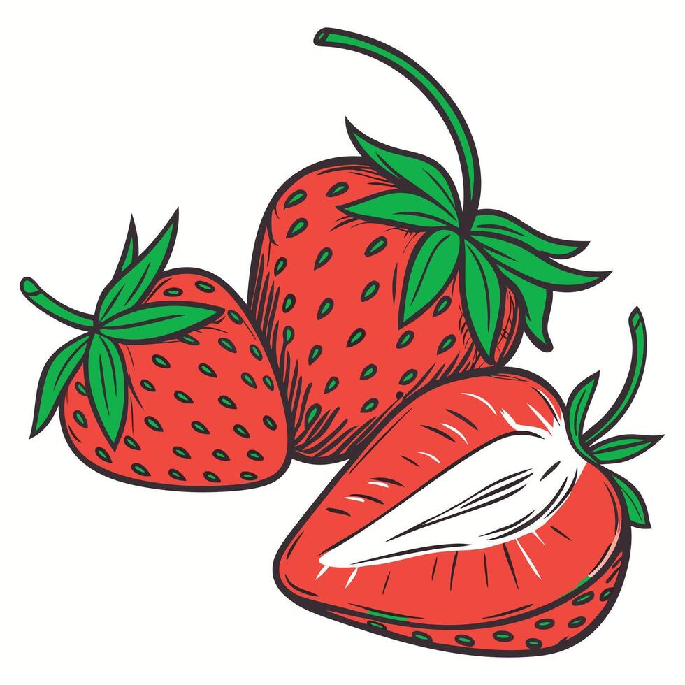 Strawberry Fruit Icon Flat Design vector