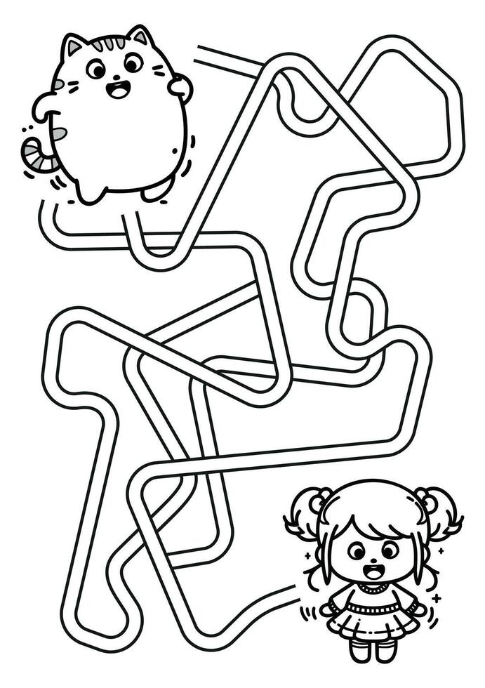 A coloring page with a cat and a dog vector