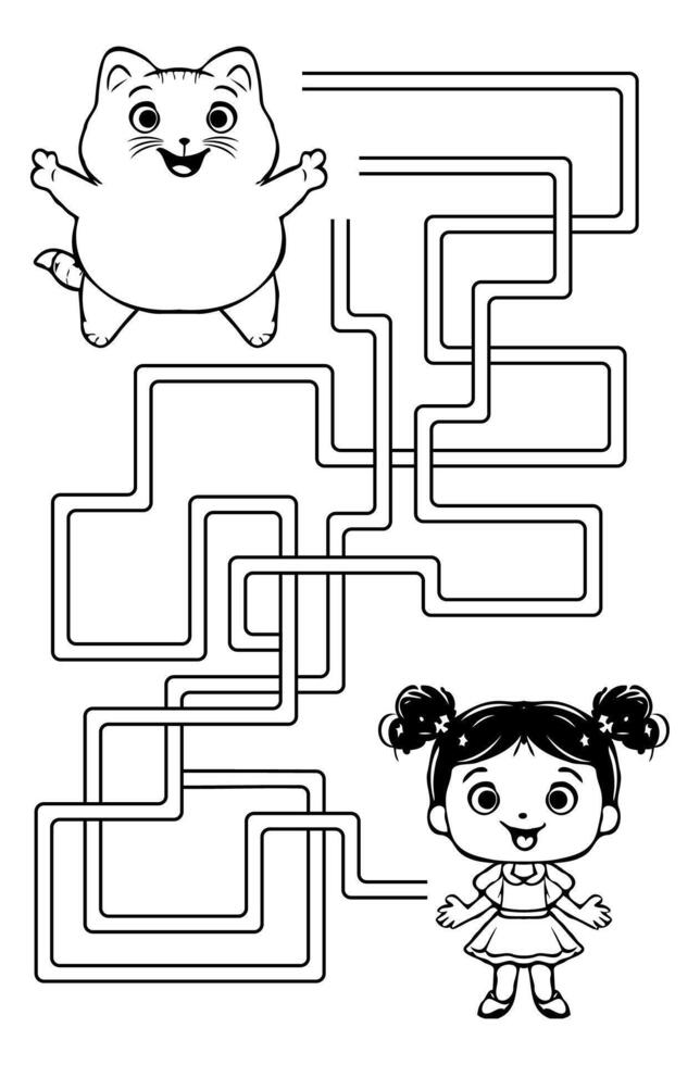 A maze maze coloring page for kids vector