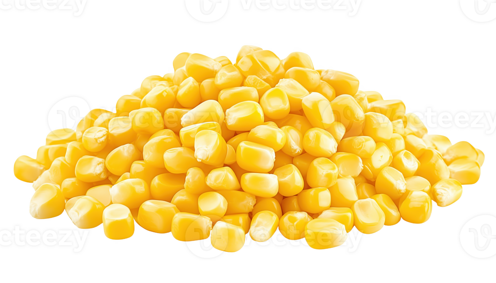 A vibrant heap of fresh yellow corn kernels in a bright setting showcasing natural harvest png
