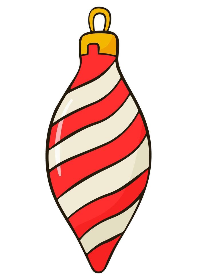 White and red bauble. Cartoon illustration vector