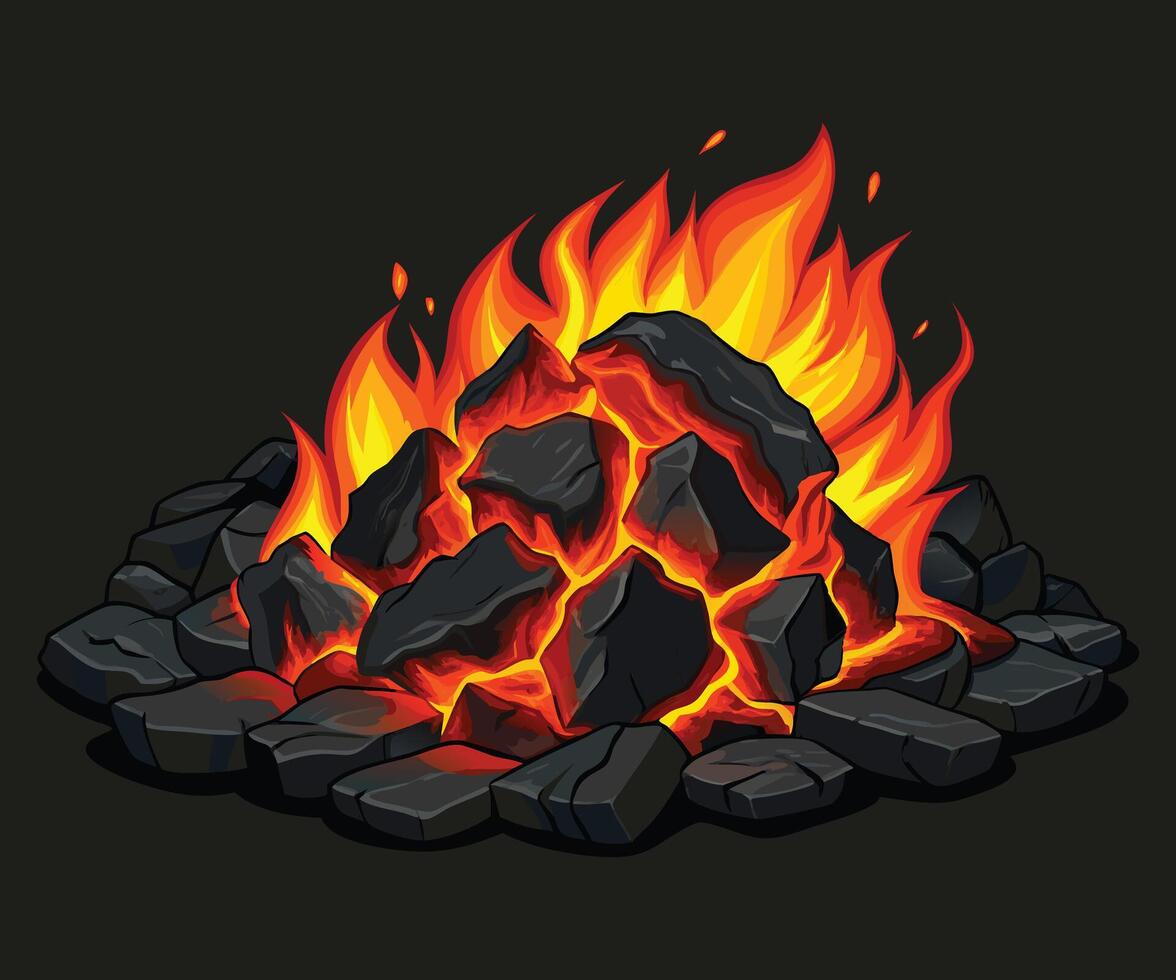 hot coals on a fire vector