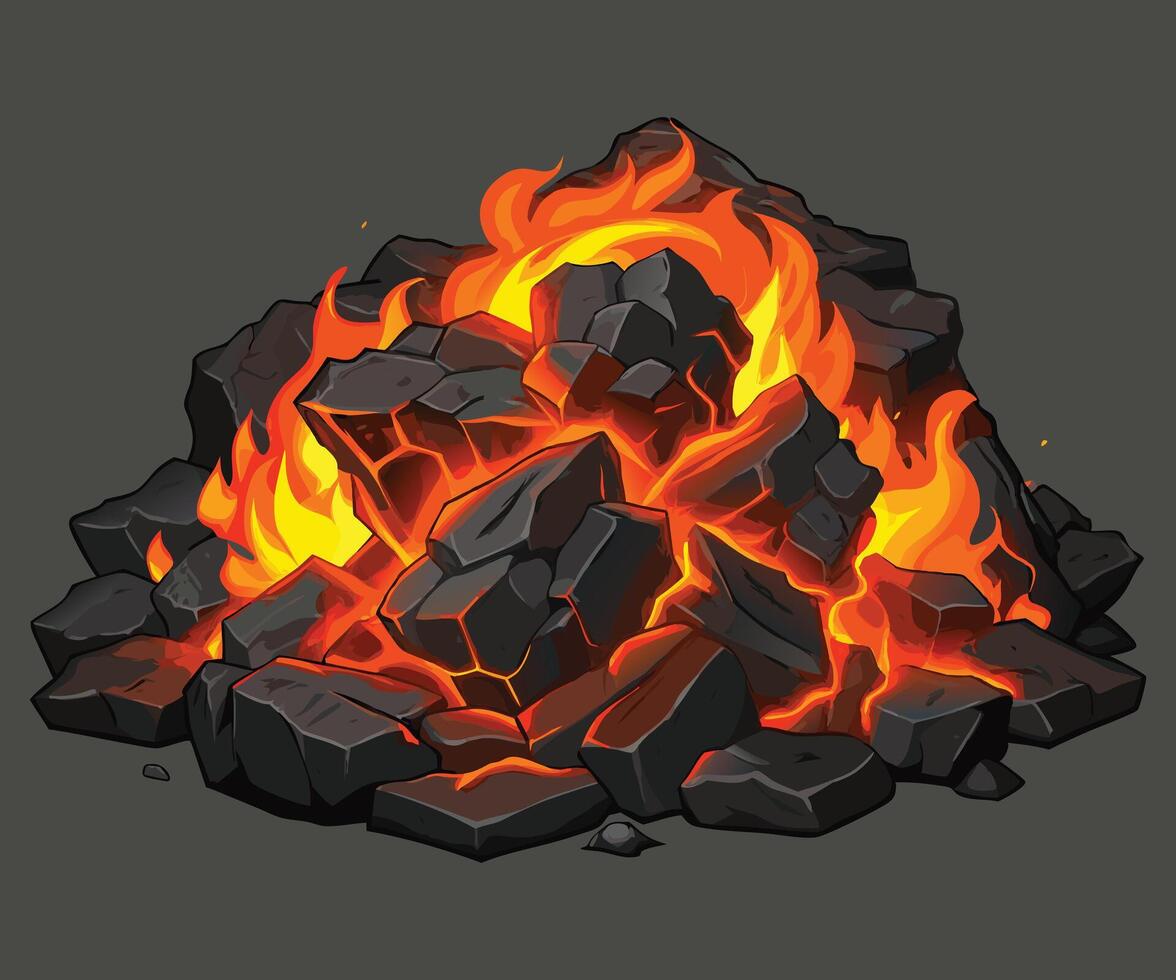 Burning coal clipart vector