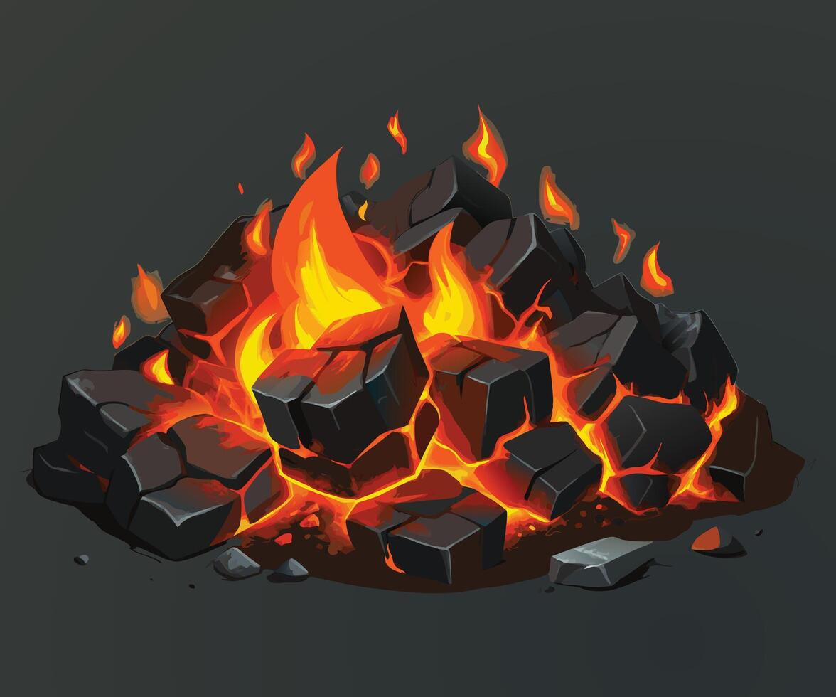 hot coals on a bbq vector