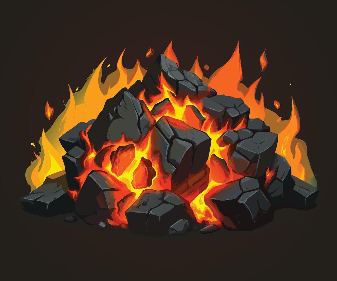 Burning Charcoals, Glowing Coals vector