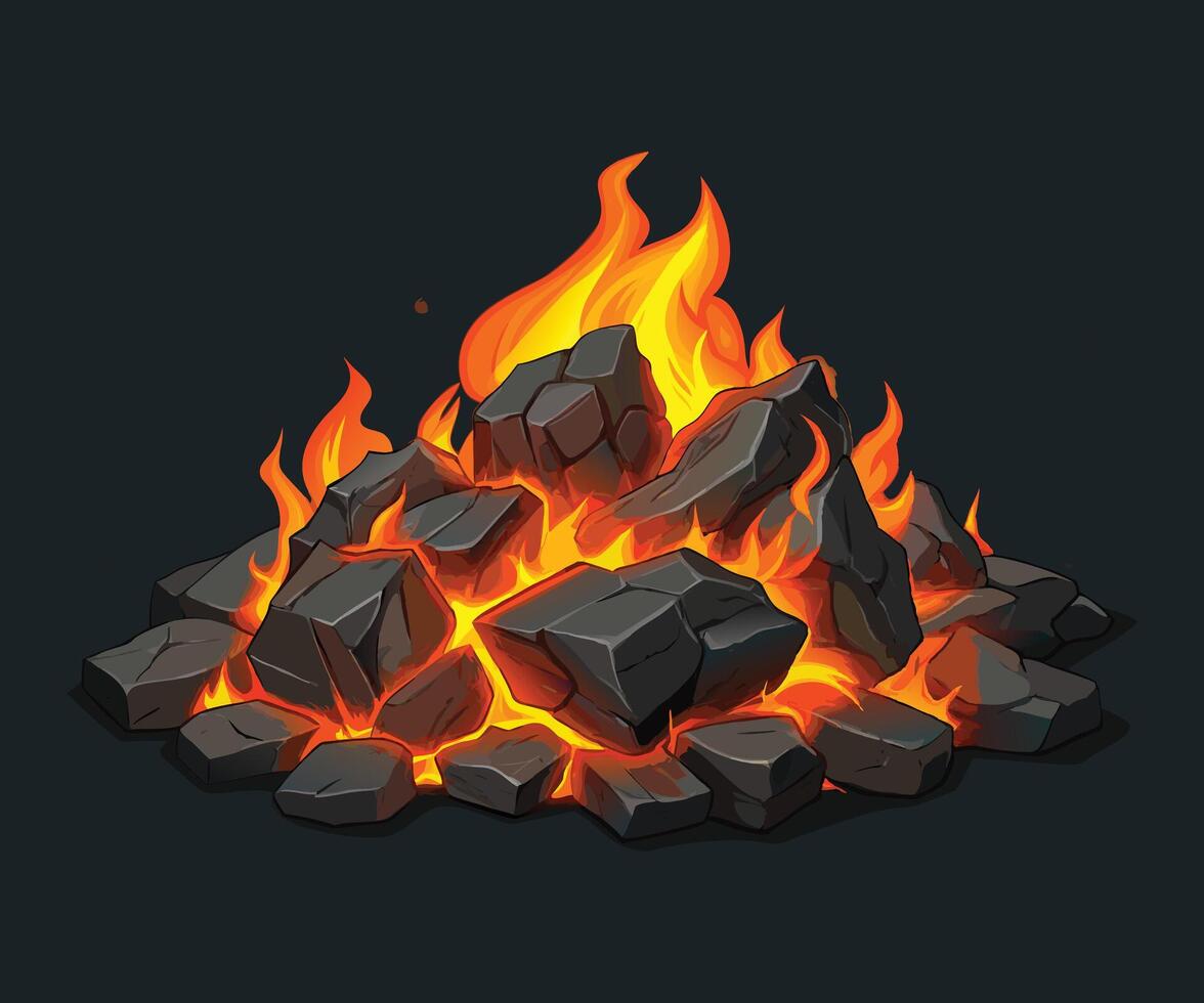hot carbon or glowing charcoal vector