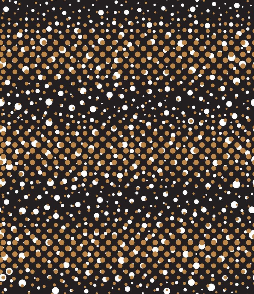 Seamless Pattern of Gold and White Dots with Black Background vector