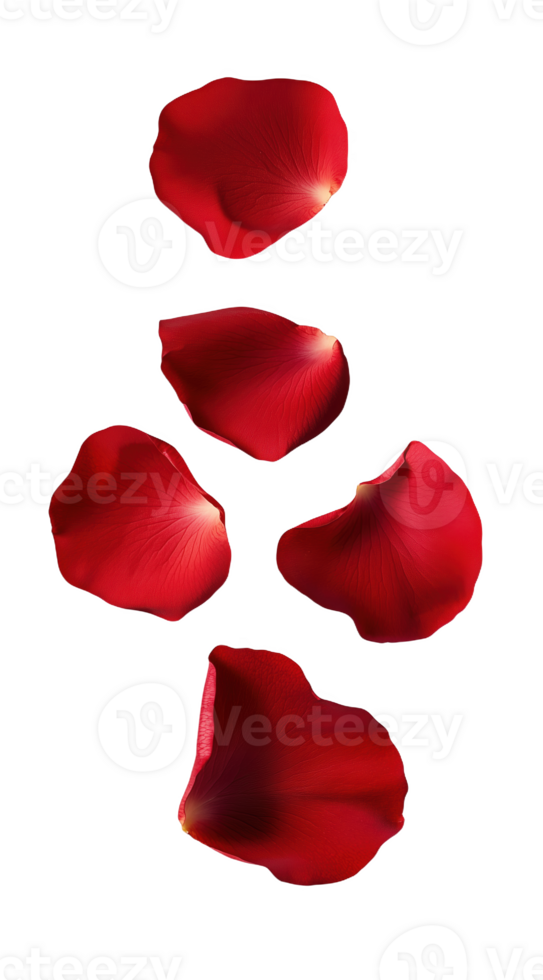 Red rose petals fall gently, adding romance to special occasions png
