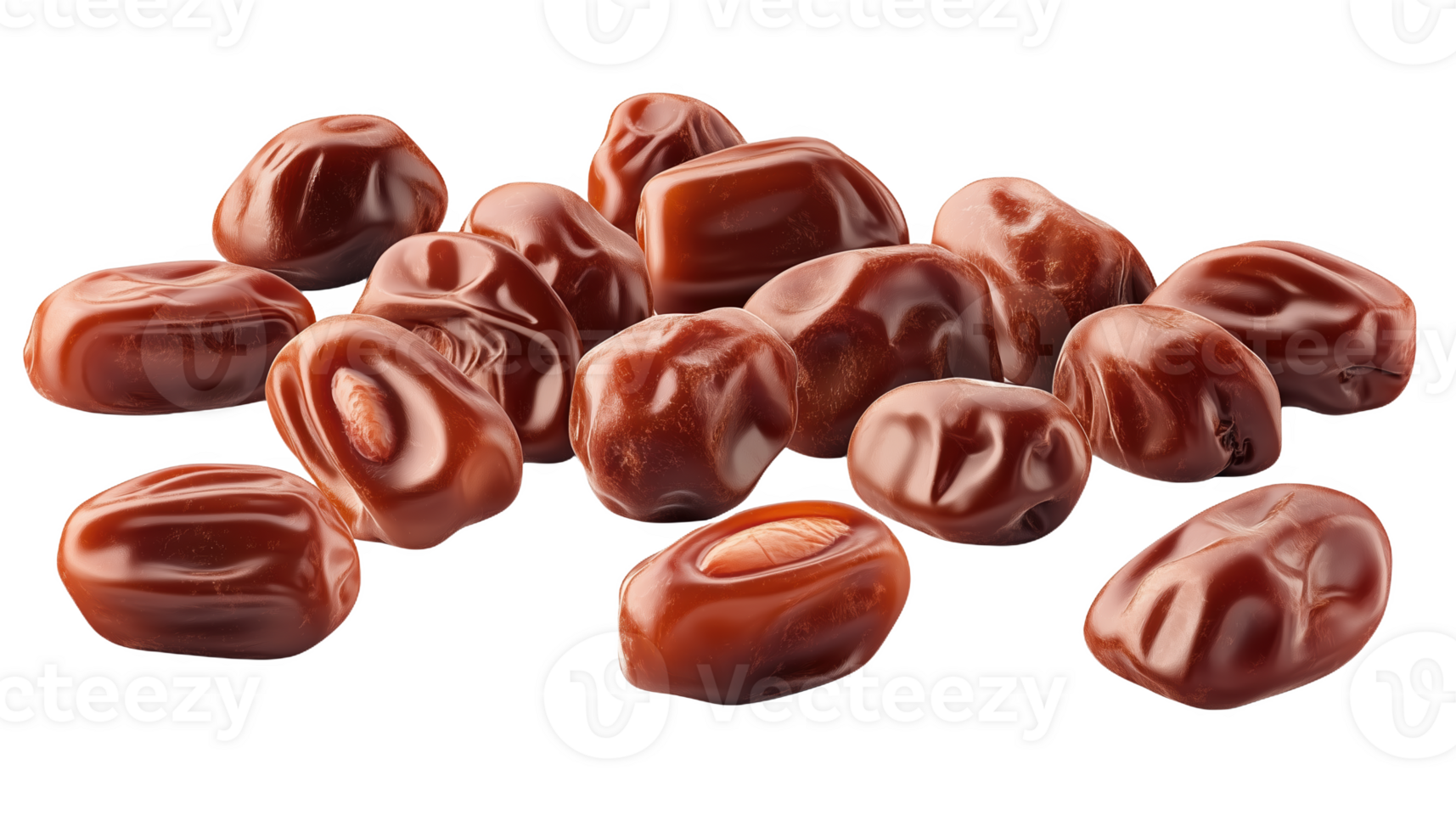 A delightful assortment of realistic dates arranged artistically png