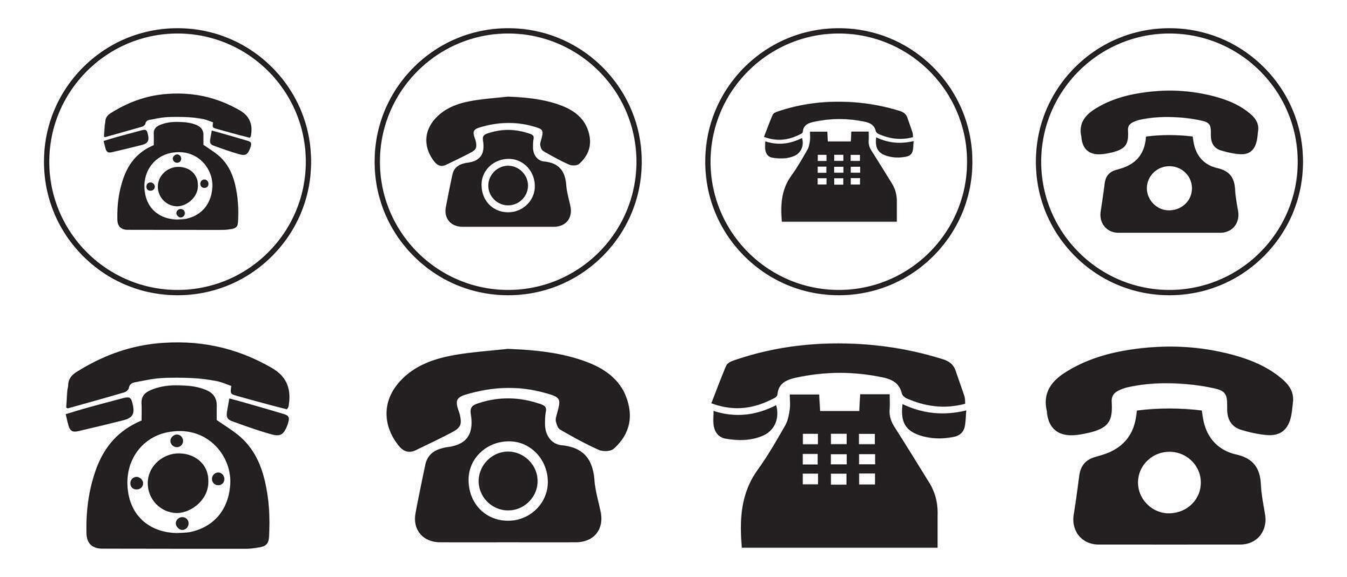Telephone set. Black telephone icon. Illustration EPS 10 vector