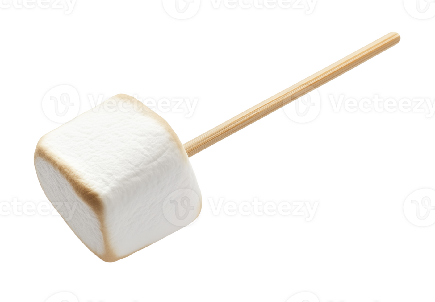 A perfectly toasted marshmallow on a wooden stick ready for a cozy campfire treat png