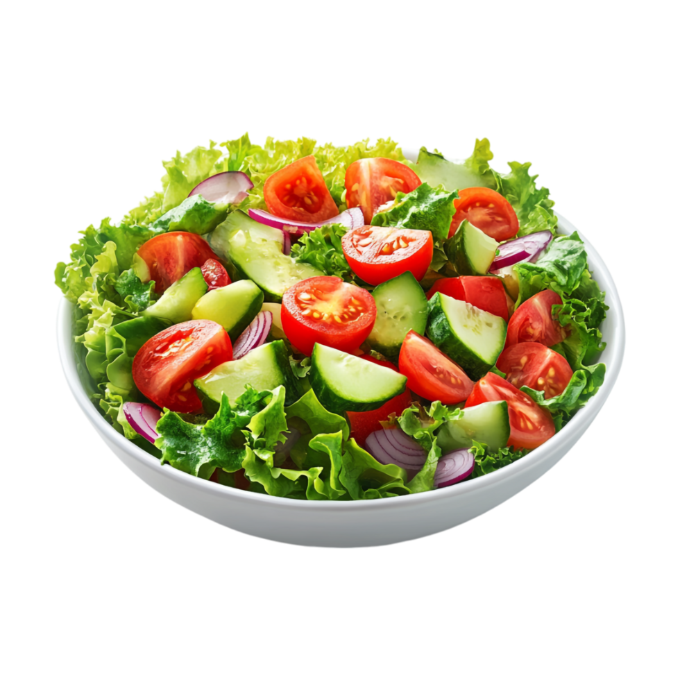 en sallad med tomater, gurkor och lök png