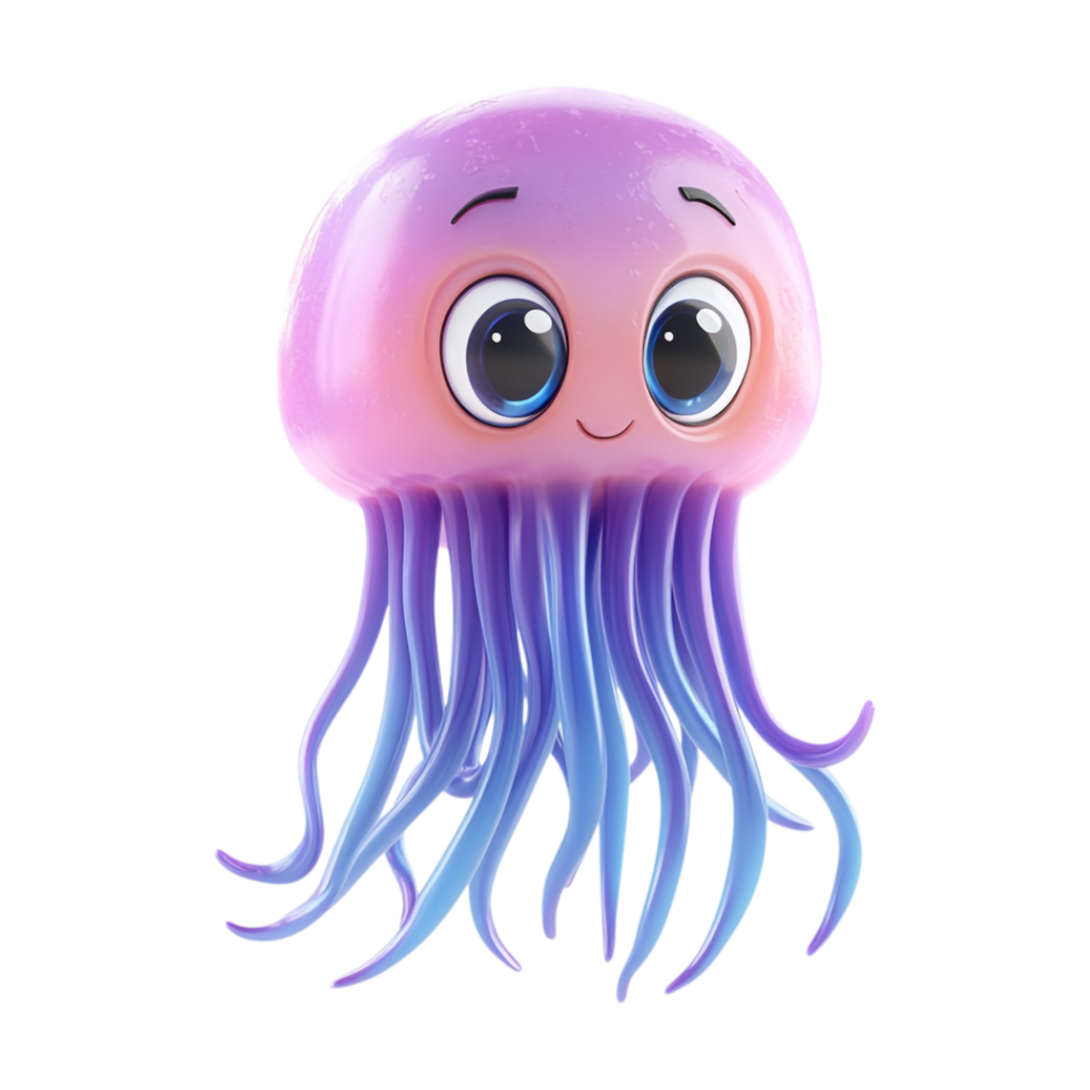 A purple jellyfish with big eyes and a big nose png