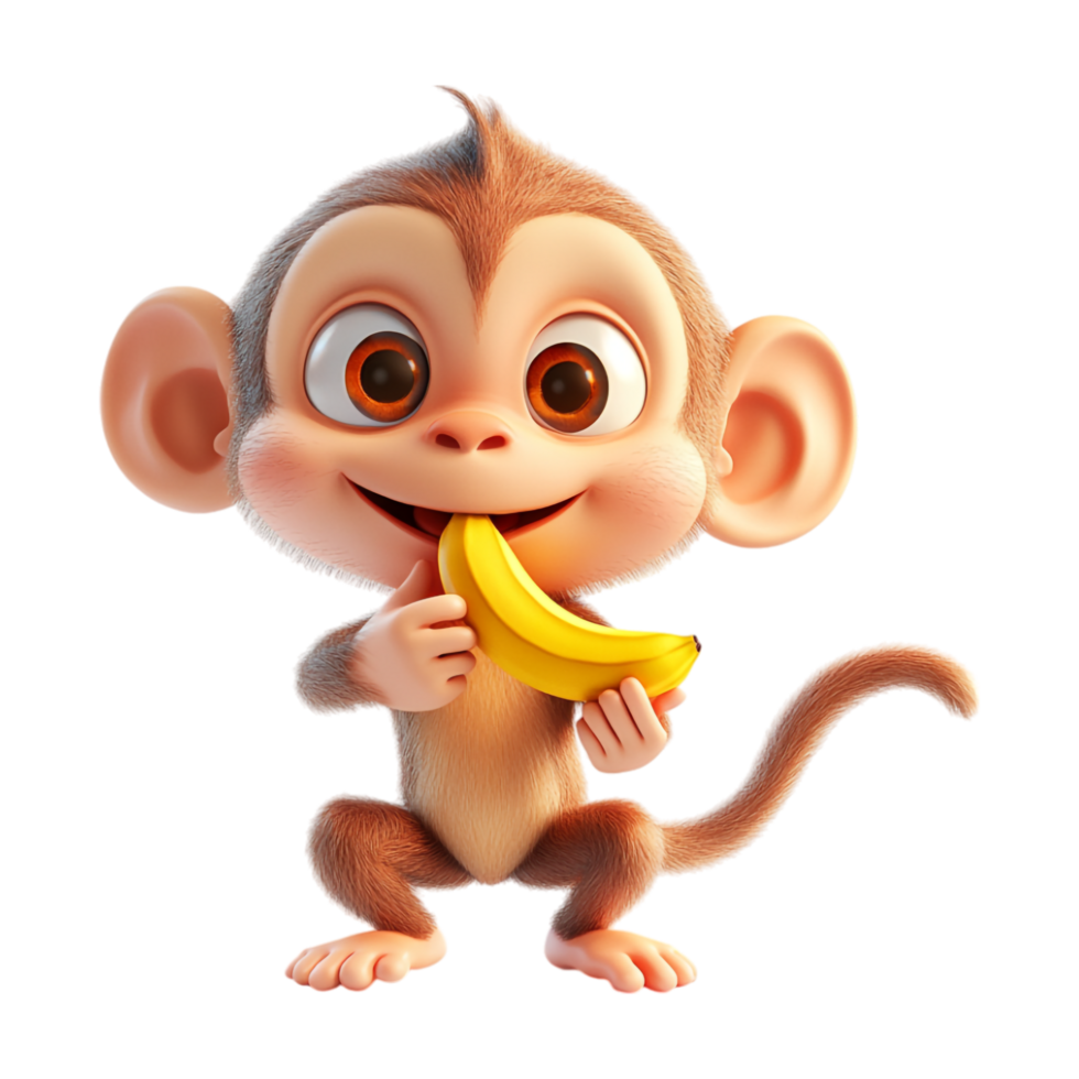 A cartoon monkey eating a banana png