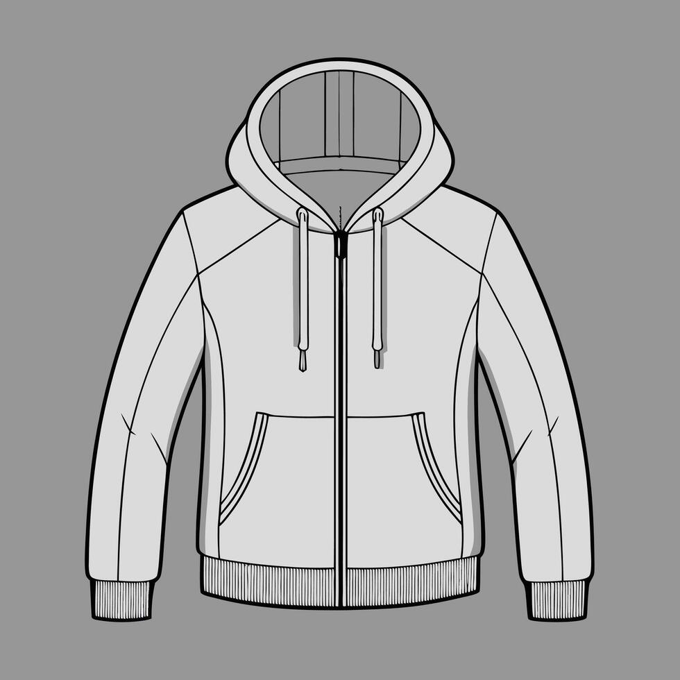 a drawing of a half - zip jacket with a zipper vector