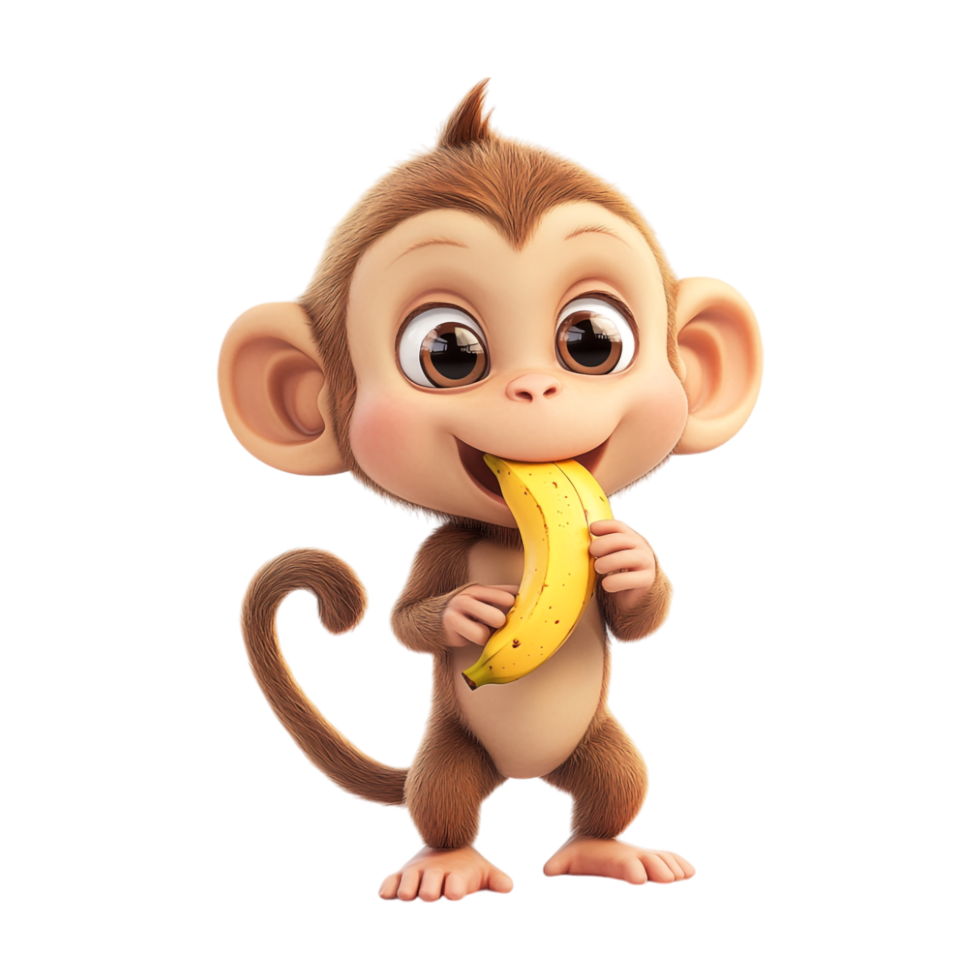 A cartoon monkey eating a banana png