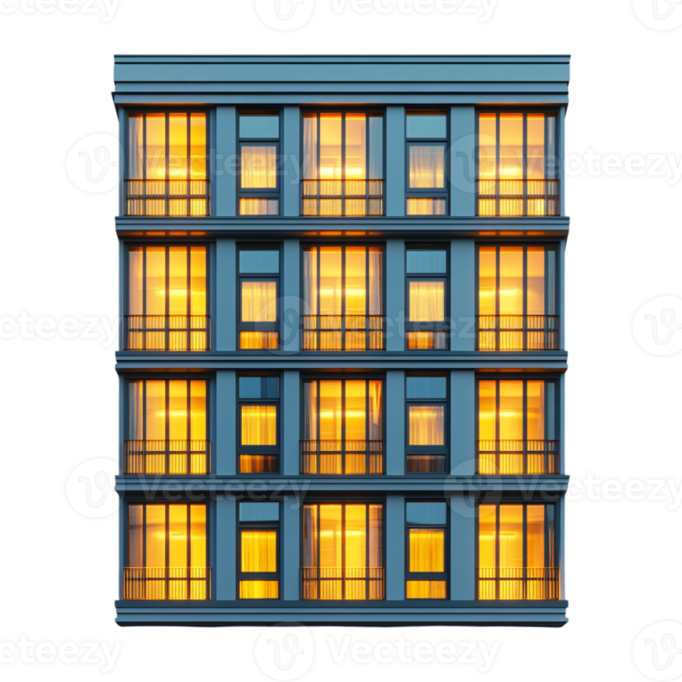 A building with windows lit up at night png