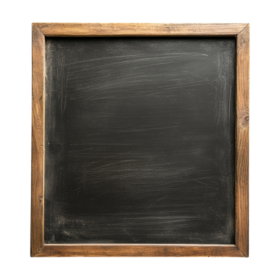 A blackboard with chalk on it in a wooden frame png