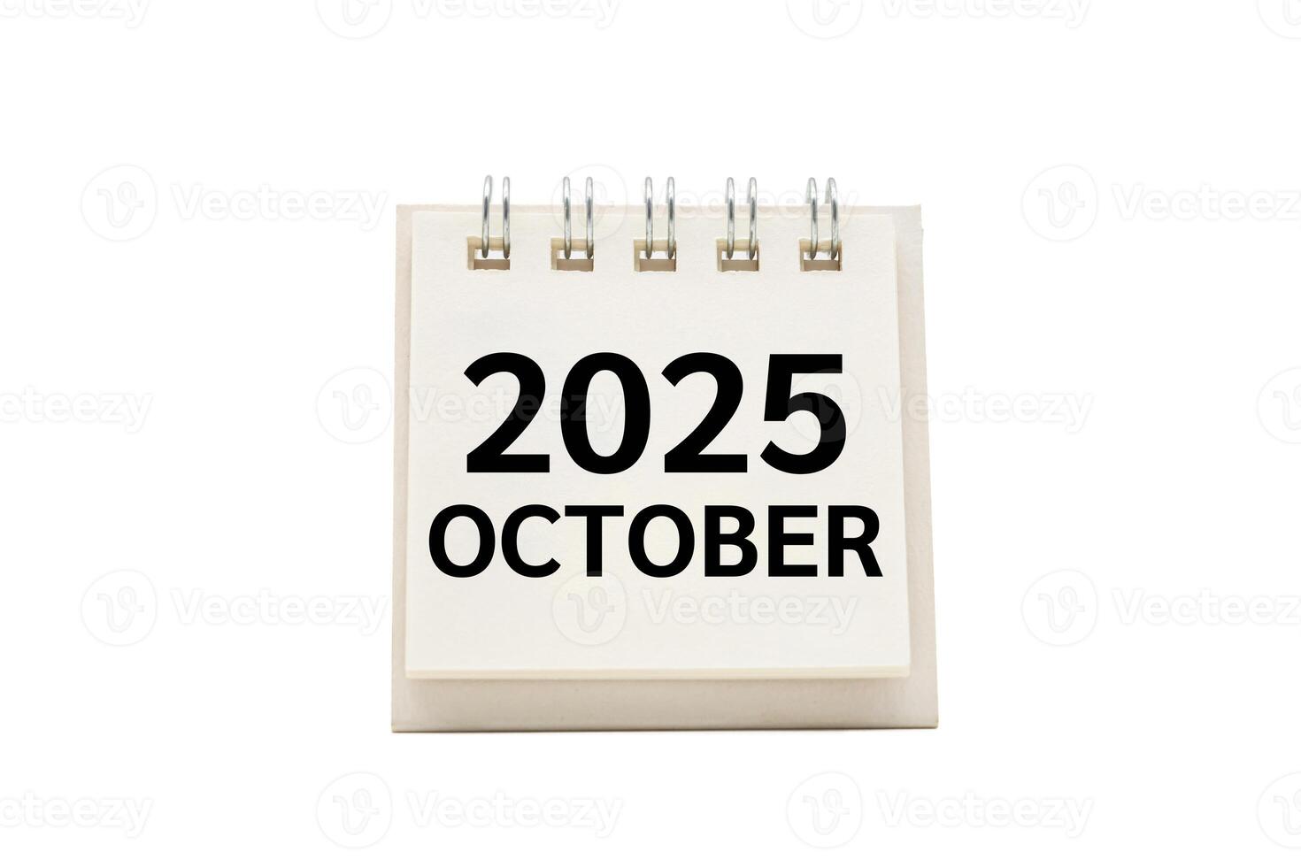 2025 OCT text on desk calendar with clipping path isolated on white background. 2025 October and Calendar concept. photo