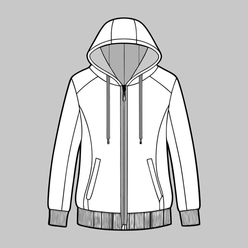 a drawing of a half - zip jacket with a zipper vector