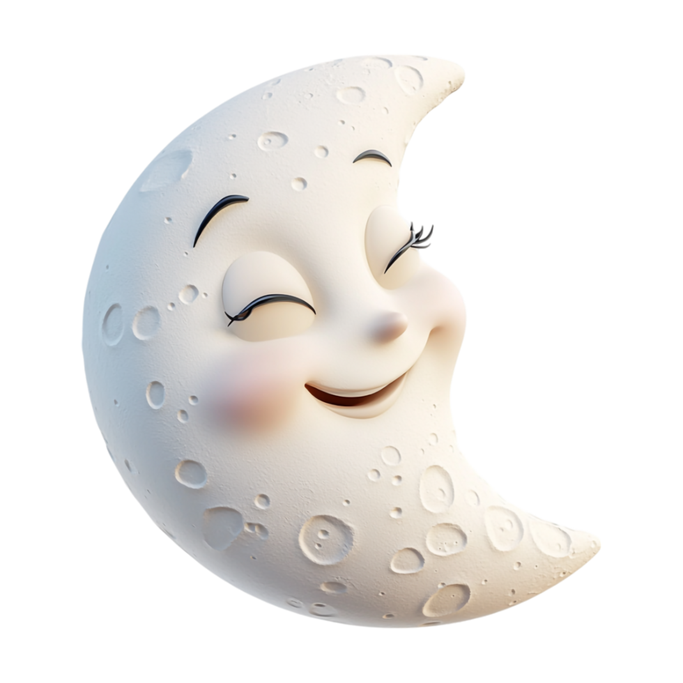 A cartoon moon with a smile on its face png