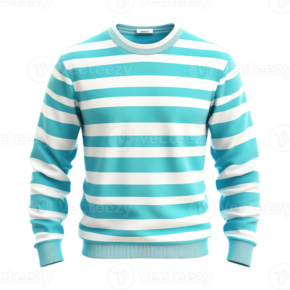 A sweater with a blue and white striped design png