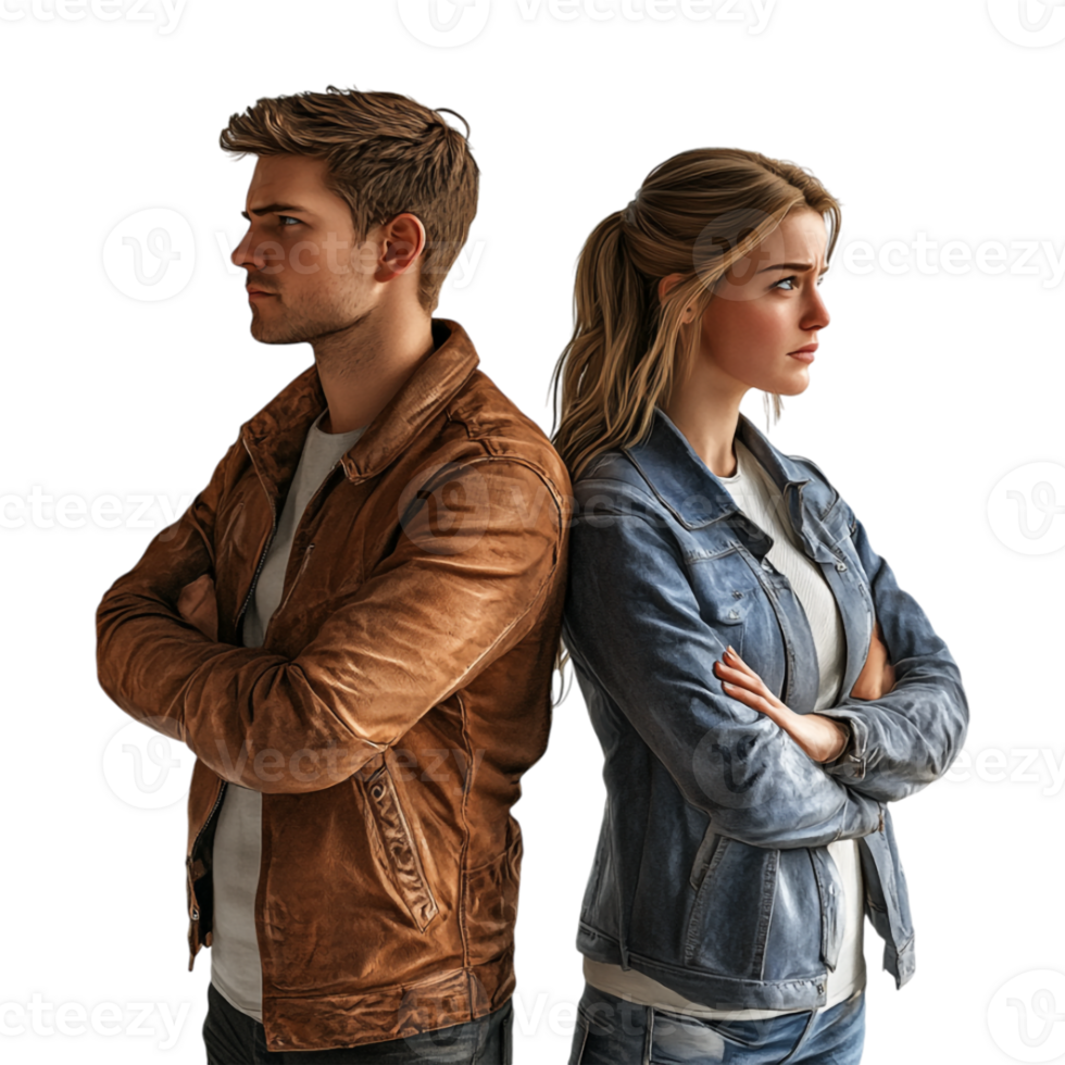 A man and woman standing in front of each other png