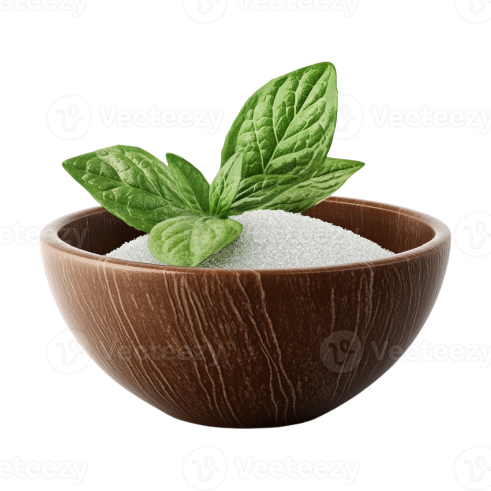A bowl of salt with a green leaf on top png