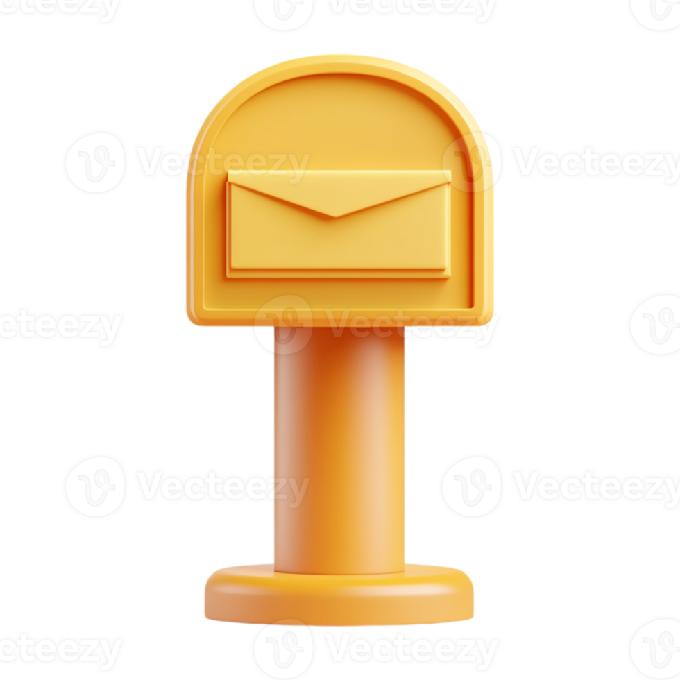An orange mailbox with an envelope inside png