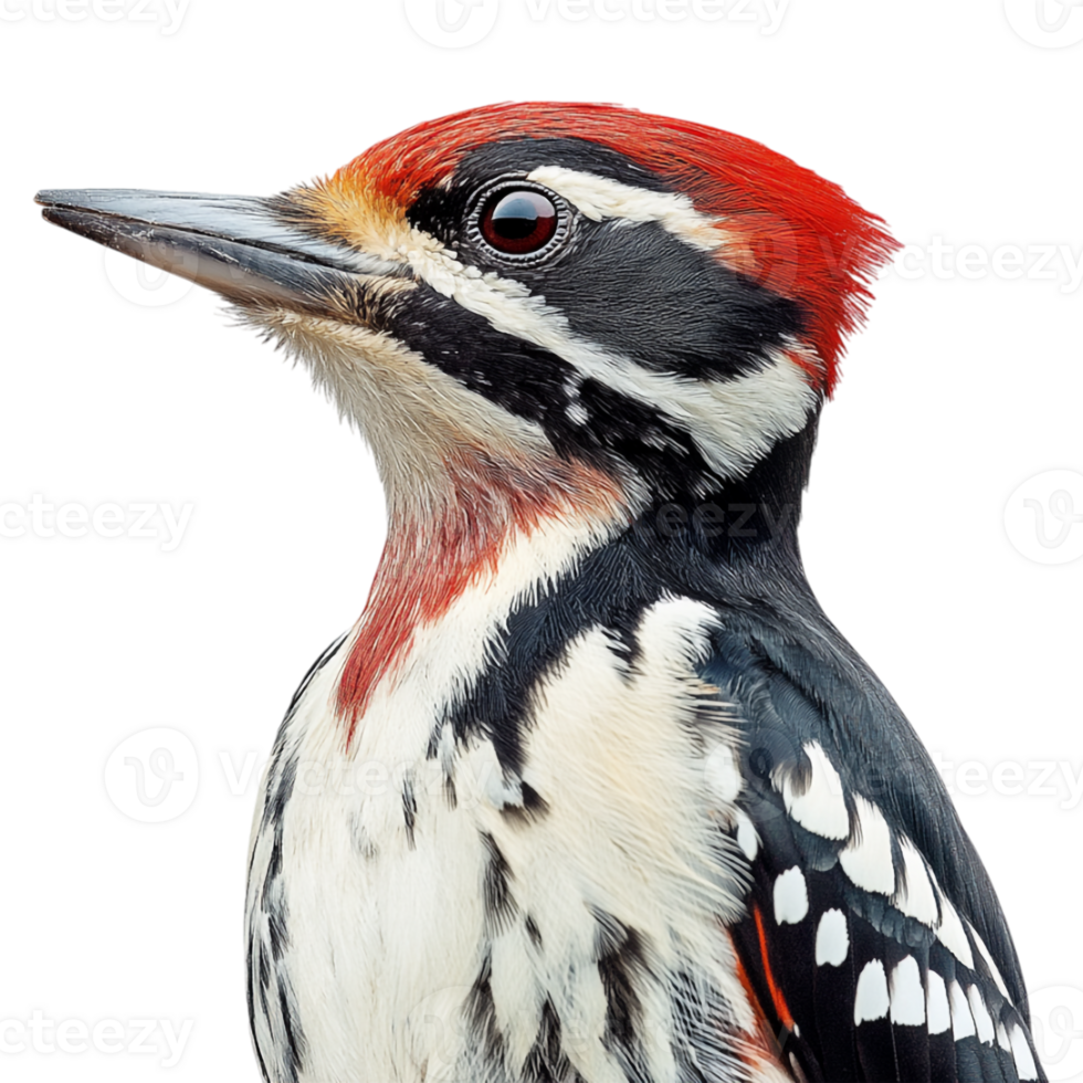 A close up of a woodpecker with a red and black head png