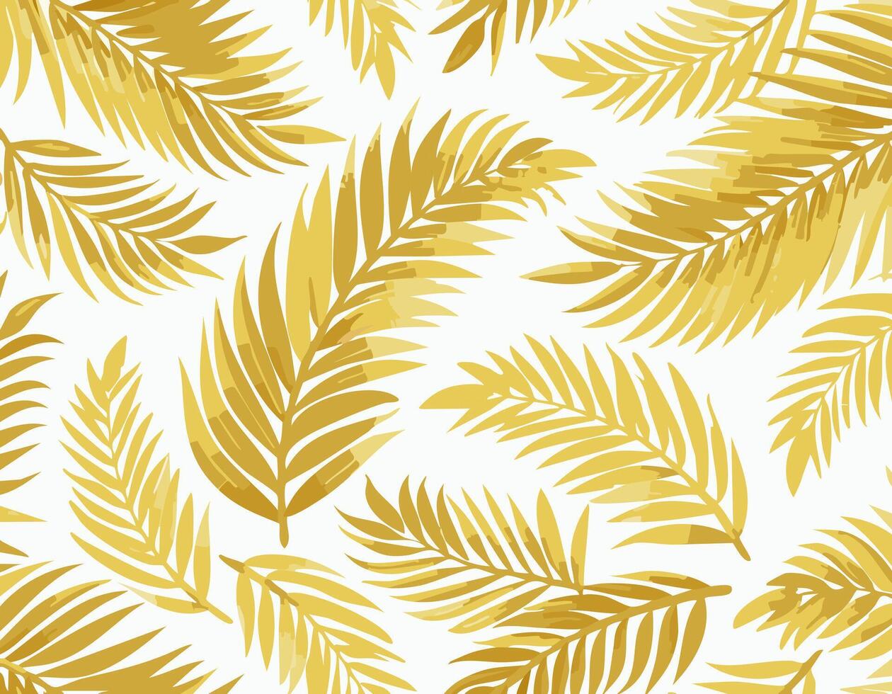 Elegant gold palm leaves vector
