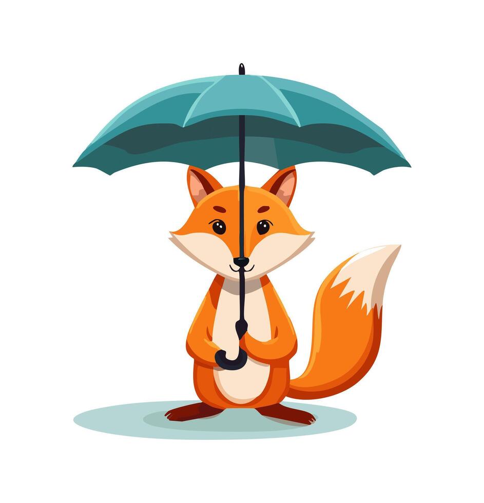 fox holding an umbrella in the rain vector