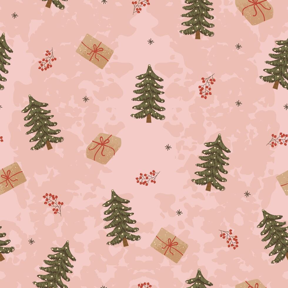 seamless pattern with colorful illustrations of Christmas items. Use it for textile print, pattern fills, web page, wrapping paper, design of presentation and other graphic design vector